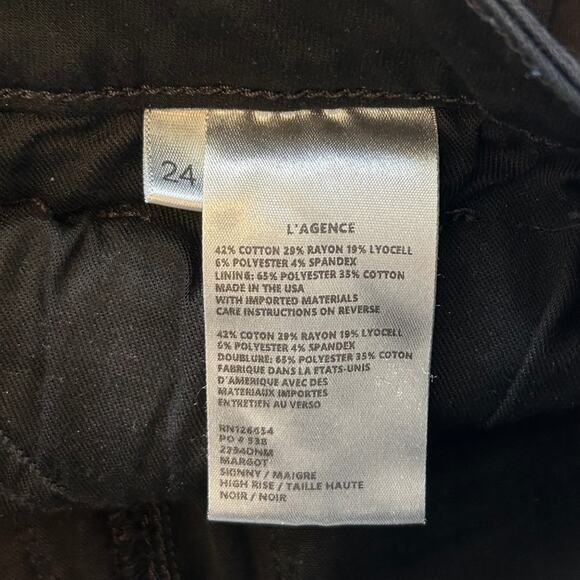L'AGENCE Margot High Rise Skinny Jean in Noir 24 - Picture 7 of 9